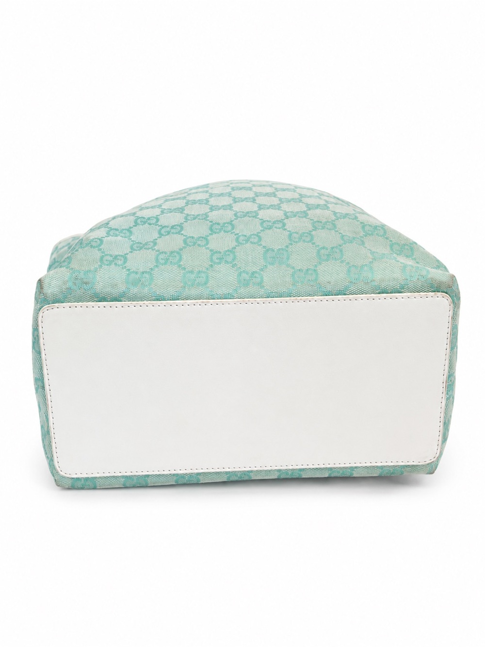 Gucci Mint Green GG Canvas Tote with White Trim - Picture 5 of 10
